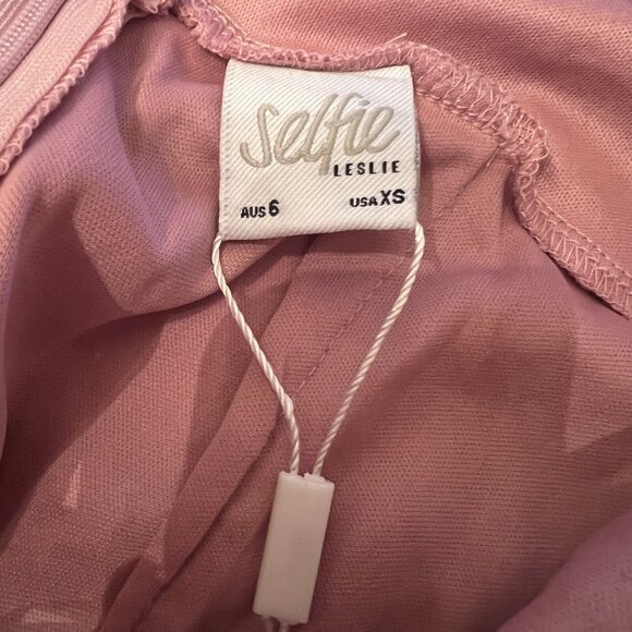 NWT Selfie Leslie Halley Balloon Sleeve Blush Pink Lace Mini Dress Size XS - Picture 9 of 9